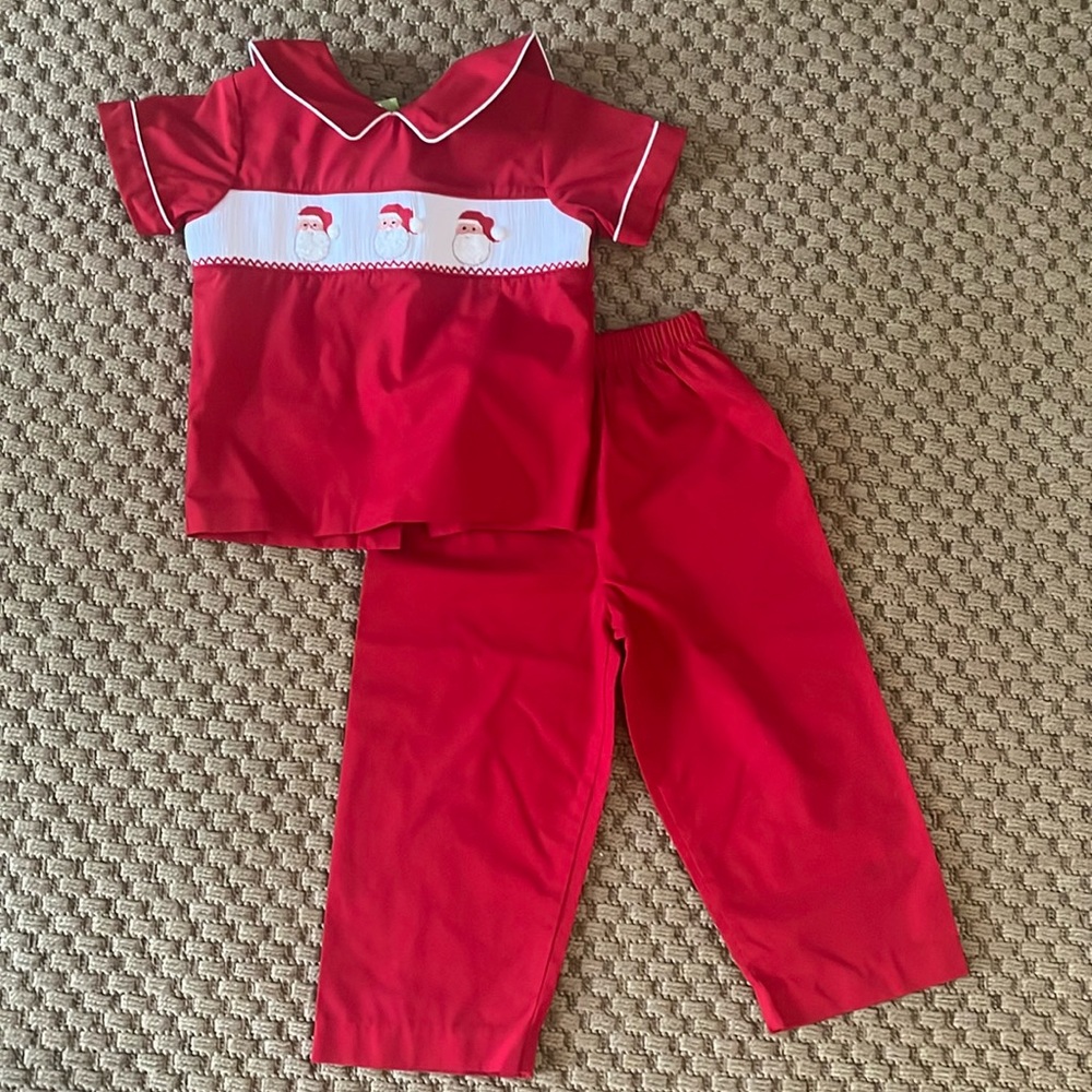 Classic Whimsy Smocked Santa Set